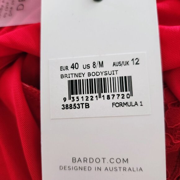 Bardot Britney Bodysuit in Red US 8 NWT - Picture 2 of 2